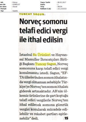 Norveç Somonu Telafi Edici Vergi İle İthal Edilsin