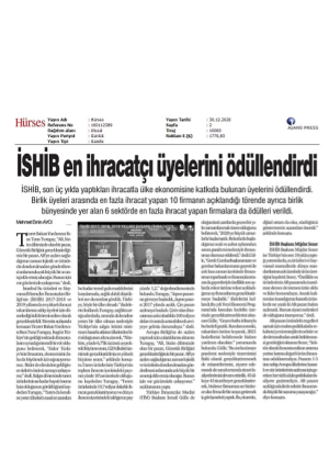 İSHİB En İhracatçı Üyelerini Ödüllendirdi