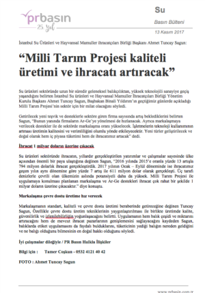 Milli Tarım Projesi Kaliteli Üretimi ve İhracatı Artıracak