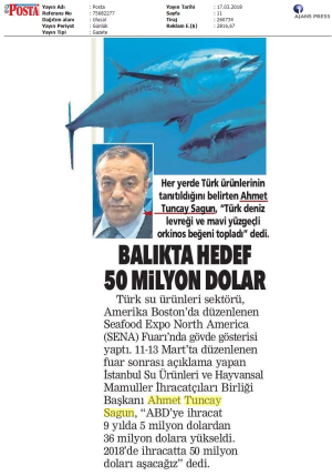 Balıkta hedef 50 milyon dolar