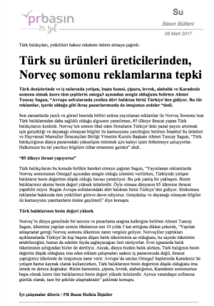 Türk Su Ürünleri Üreticilerinden, Norveç Somonu Reklamlarına Tepki